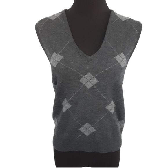 Vintage Pendleton Argyle Sweater Vest Dark Gray Womens S Petite Dark Academia - Picture 4 of 15